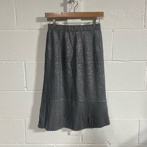 NWT Zara Trafaluc Collection Gray Metallic Long Pleated Skirt Sz XS